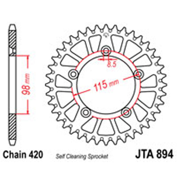 JT JT Rear Sprockets R/W 894-46SC Alloy